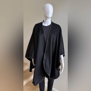 New SOFIA CASHMERE 100% Cashmere With Leather Trim Shawl Cape Wrap